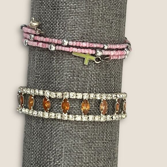 Set of 2 Bracelets silver tones & adjustable - Picture 3 of 4